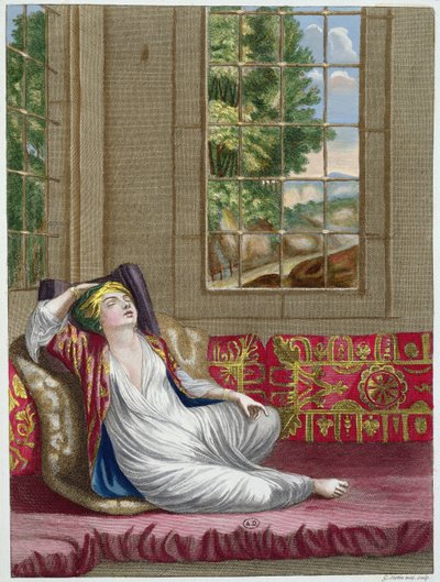En tyrkisk kvinne, fra Recueil dEstampes sur les Costumes du Levant, gravert av Gerard Jean Baptiste Scotin (1671-1716) 1707-08 av French School