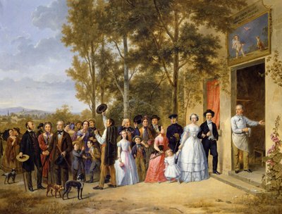 Et bryllup ved Coeur Volant, Louveciennes, ca. 1850 av French School