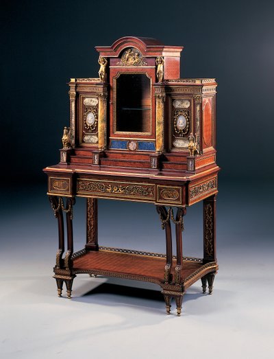 A bureau de dame, av Maison Millet, ca. 1880 (ormolu og halvedelstener montert på valnøtt og mahogni) (362850) av French School