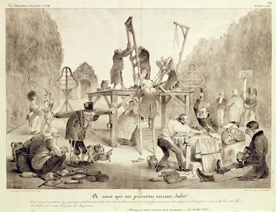 Salut!, plate 406 og 407, nr.194, La Caricature, trykt av Delaunois av French School