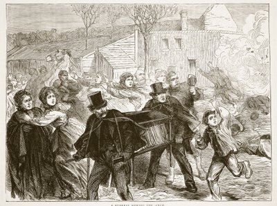 En begravelse under beleiringen, mars 1871, illustrasjon fra Cassells historie om krigen mellom Frankrike og Tyskland, 1870-1871 av French School