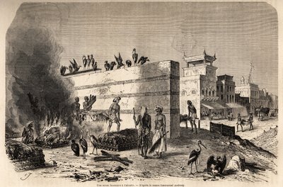 En begravelsesscene i Calcutta av French School