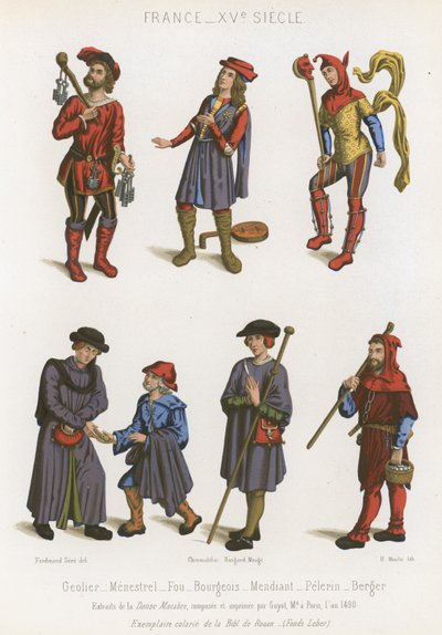 En fangevokter, en minstrel, en tosk, borgerskap, en tigger, en pilegrim og en hyrde av French School