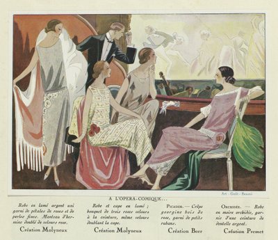 På Opera-Comique fra Art-Gout-Beaute, utgitt på 1920-tallet (fargelitografi) av French School