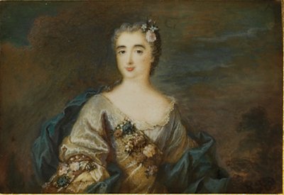 En dame kalt Louise-Jeanne de Durfot, Duchesse de Mazarin et de la Meilleraye, ca. 1750 av French School