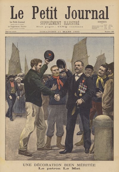 En velfortjent dekorasjon (farge litho) av French School
