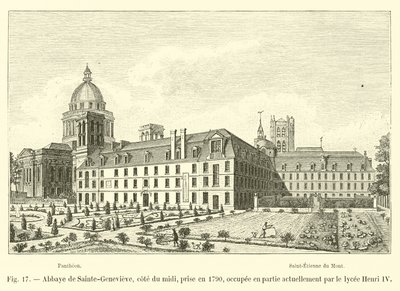 Abbey of Sainte-Genevieve, sørkysten, tatt i 1790, for tiden delvis okkupert av Lycee Henri IV av French School