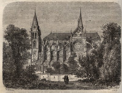 Abbey Saint-Victor (Saint Victor) of Paris, founded in the 12th century - engraving in “Histoire de France” by Victor Duruy (1811-1894) - 1882 av French School