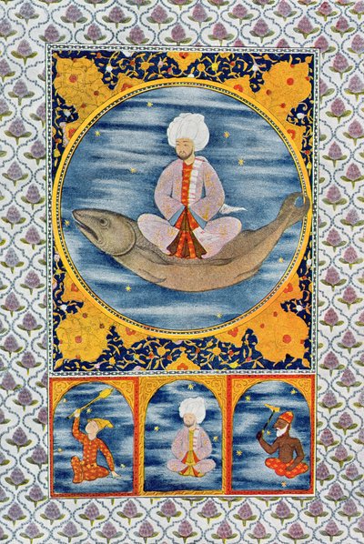 Abdallah of the Sea, illustrasjon fra The Arabian Nights, 1895 (fargegravering) av French School