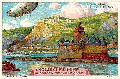 Over Rhinens bredder om kvelden (chromolitho) av French School
