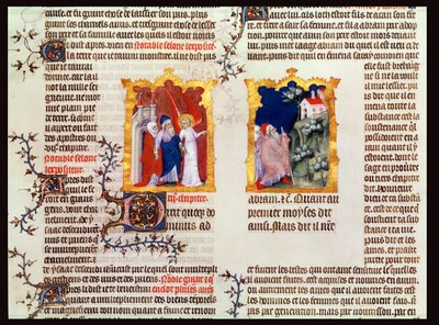 Abraham og Sara forlater Kaldeernes Ur til Kanaan, fra The Bible of Jean de Sy, ca. 1355 av French School