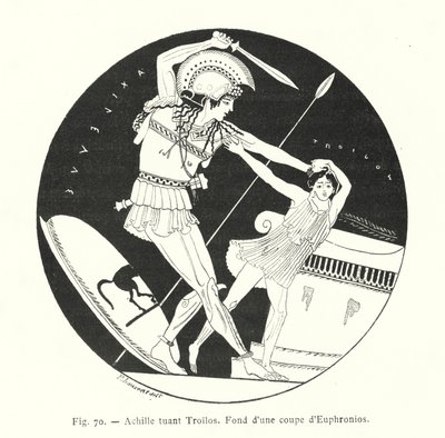 Akilles dreper Troilus (litho) av French School