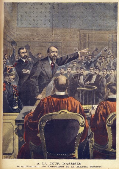 Acquittal of Paul Deroulede and Marcel Habert at the Paris Assize Court in “Le Petit journal”, June 1899 (engraving) av French School