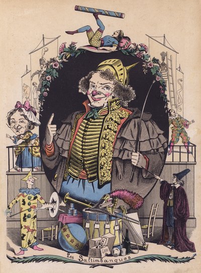 Akrobater (farge litho) av French School