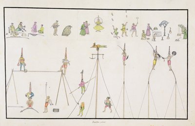 Akrobater, sjonglører, etterlignere, underholdere fra The Gentil Album, utgitt i 1774 av French School