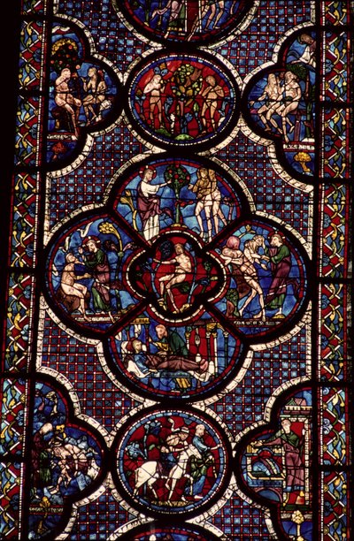 Adam og Eva-vinduet, 1200-tallet (for detaljer se 129046) av French School