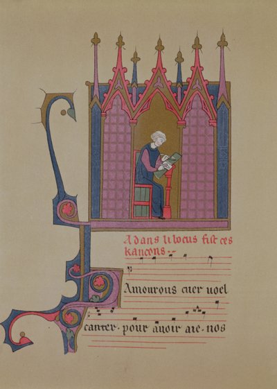 Adam de la Halle (124050-12881306), faksimile av et manuskript fra 1400-tallet, 1800-tallet av French School