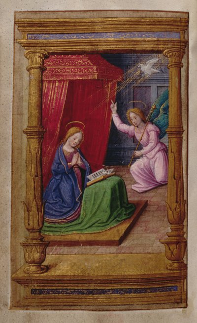Legg til 35214 f.29v Annunciation, from a Book of Hours, Paris av French School