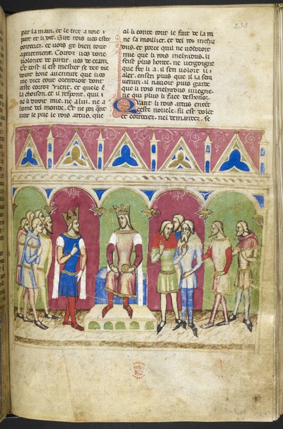 Legge til. MS 12228, f.223, Roman du Roy Meliadus de Leonnoys, ca. 1352 (pergament) av French School