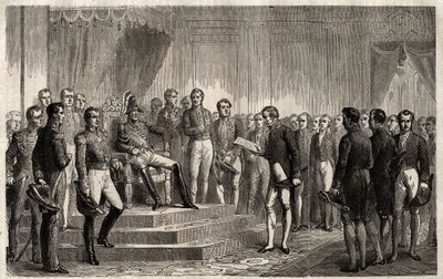 Adresse til 221 - Den liberale statsmann Roy- Collard presenterer Adresse du 221 - Pierre Paul Royer-Collard leser til den franske kong Charles X den 221s adresse for å protestere mot kjennelsen i 1830 - Pierre Paul Royer Collard (1763-1845) (Royer- Collar av French School