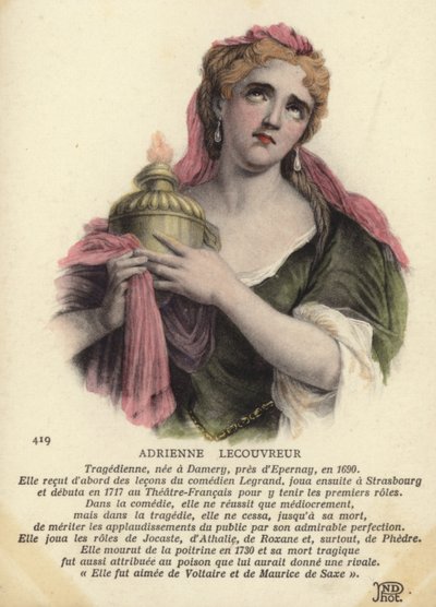 Adrienne Lecouvreur (fargegravering) av French School