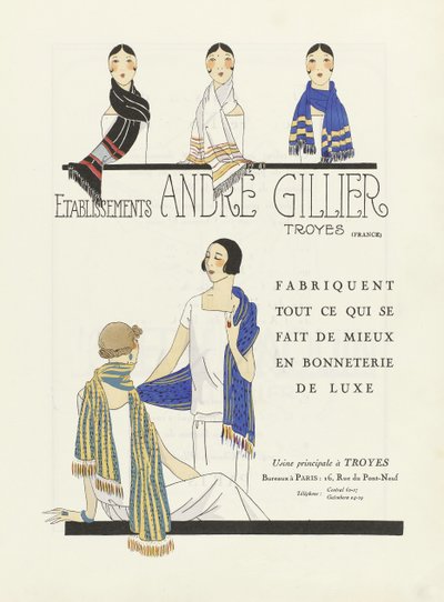 Reklame for Etablissements Andre Gillier, pub fra 1920-tallet (sjablongtrykk) av French School