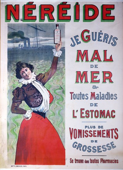 Annonse for Nereide medisin mot sjøsyke, ca.1900 av French School