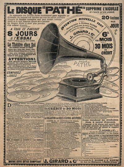 Reklame for fonografer "" Pathe"" 1907 - Le disque pathe - av French School