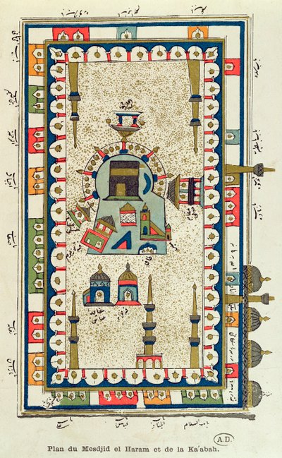 Luftplan for Masjid-el-Haram og Kaabah, Mekka av French School