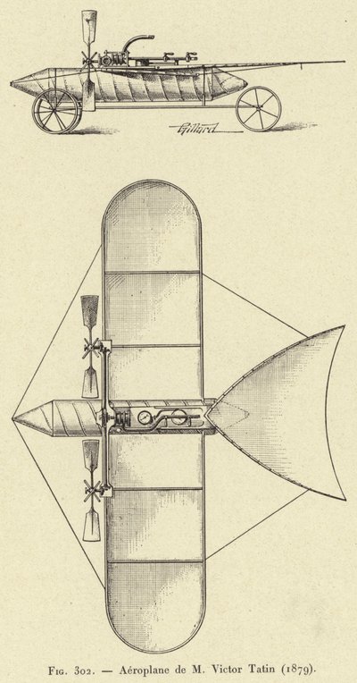 Airplane de M Victor Tatin (1879) (gravering) av French School
