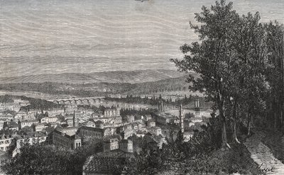 Agen - Lot-et-Garonne - engraving in “La France illustree: geographie, histoire, administration statistique” by V.A. Malt-Brown. 1884 av French School