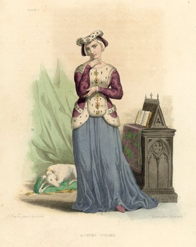 Agnes Sorel (farget gravering) av French School