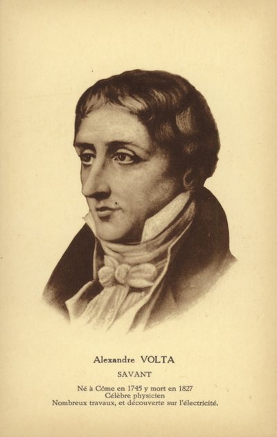 Alessandro Volta (1745–1827), italiensk fysiker (litho) av French School