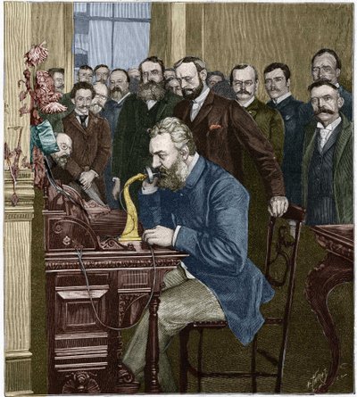Alexander Graham Bell (1847-1922) innviet langdistanselinjen New York-Chicago 18. oktober av French School