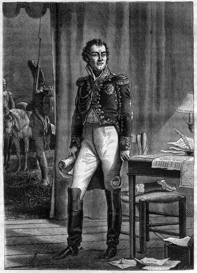 Alexandre Berthier (1753-1815), prins av Neuchatel og marskalk av Frankrike (gravering) - Portrett av Louis Alexandre (Louis-Alexandre) Berthier (1753-1815), prins av Neuchatel, marskalk av Frankrike - i "Histoire de l