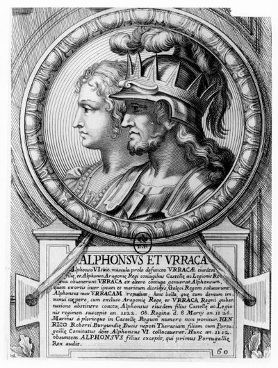 Alfonso I, the Battler, and Urraca (engraving) av French School
