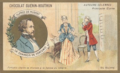Alfred de Musset (1810-1857), fransk forfatter fra den romantiske perioden, forfatter av "Chanson de Fortunio", poesi (1852) av French School