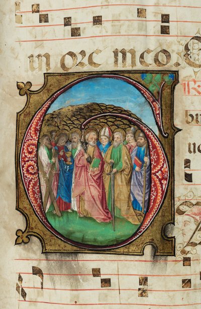 All Saints, Gradual, f.85 (blekk, tempera og bladgull på pergament) av French School