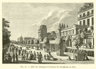 Allee des Orangers og terrassen til Feuillants i 1808 av French School