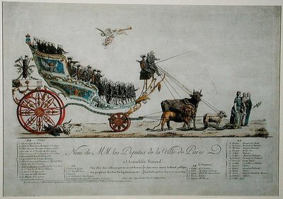 Allegorisk representasjon av varamedlemmene i byen Paris ved Assemblee Nationale (farge litho) av French School
