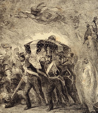 Allegori om returen av den franske keiseren Napoleon Bonapartes aske i 1840. 1800-tallet (gravering fra "Klører, skikker, bruk, kostymer, oppfinnelser av French School