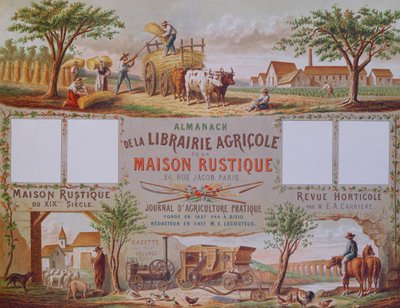 Almanakk for jordbruksbokhandelen La Maison Rustique, ca. 1860 (fargegravering) av French School