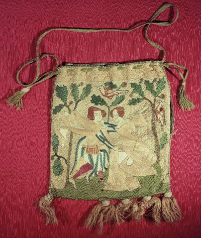 Almissepung som viser en jegers retur (brodert silke) av French School