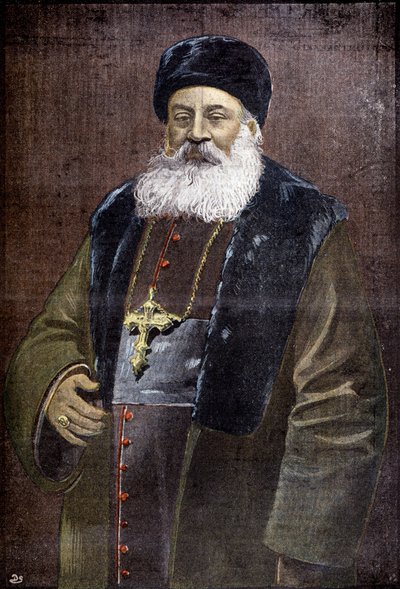 Alphonse Favier (1837–1905), fransk lazarist, eveque de Pekin, helten ved boksernes legasjonssete, i 1900 (gravering) av French School