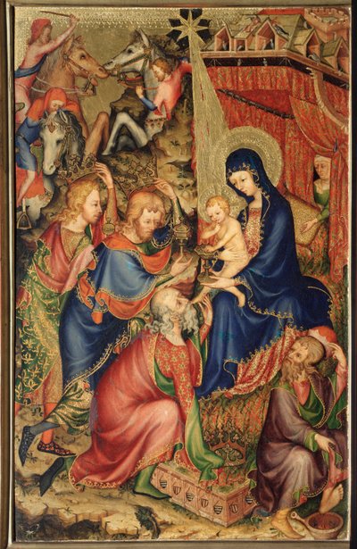 Altarolo del Bargello: tilbedelse av magi - (diptych of Bargello, tilbedelse av magi) Anonymt maleri av den franske skolen på 1300-tallet (fransk skole, XIV århundre) Firenze, Museo Nazionale del Bargello av French School