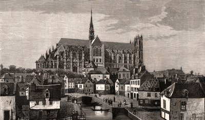 Amiens - Nord-Pas-de-Calais-Picardie - gravering i "La France illustrée: geografi, historie, statistisk administrasjon" av V.A. Malt-Brown. 1884 av French School