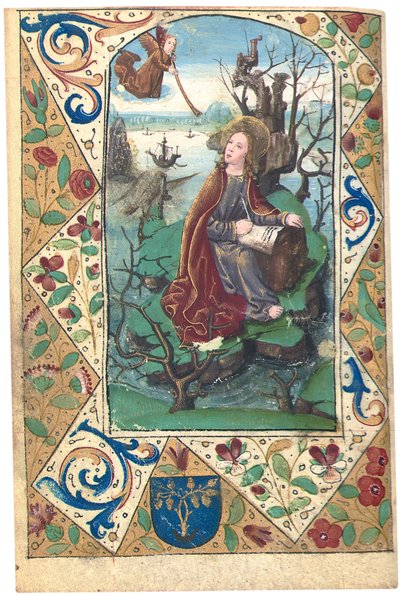 En engel som viser seg for Maria Magdalena i villmarken, illustrasjon fra Timeboken, Bruk av Roma av French School