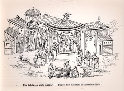 Et angelsaksisk hjem i England før normannernes ankomst, etter en miniatyr fra 900-tallet av French School
