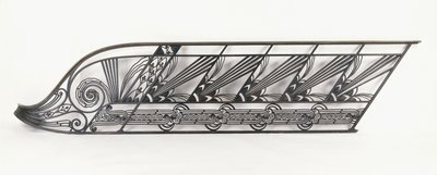 En art deco-trapprekkverk designet av Delion, ca. 1920-1930-tallet (bronse, smijern) av French School