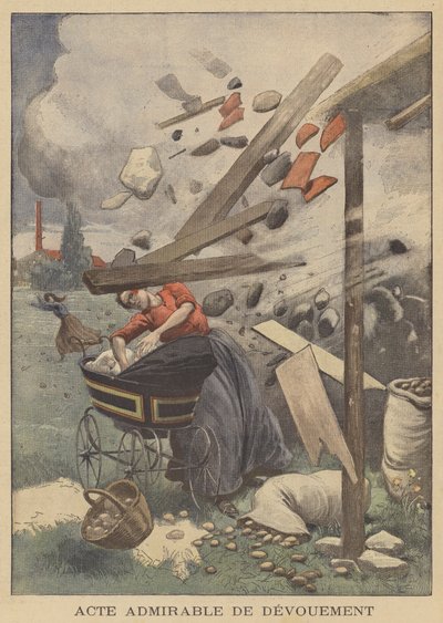 En beundringsverdig handling av hengivenhet (farge litho) av French School